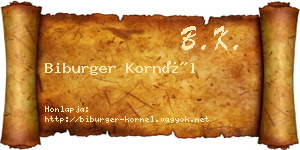 Biburger Kornél névjegykártya